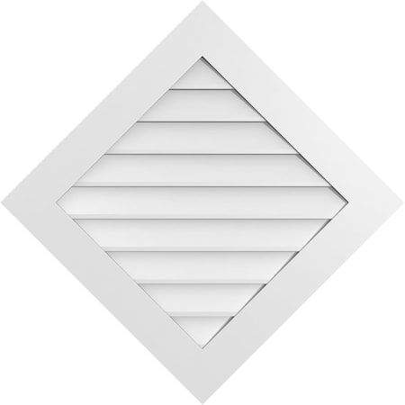 Ekena Millwork Diamond Surface Mount PVC Gable Vent: Functional, w/ 3-1/2"W x 1"P Standard Frame, 36"W x 36"H GVPDI36X3601SF